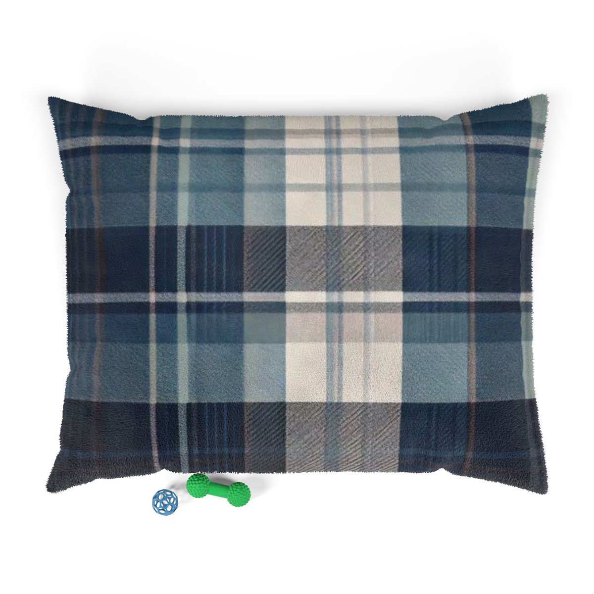 Luxury XL Coastal Haven Plaid Dog Bed – Plush Comfort (50″ × 40″)
