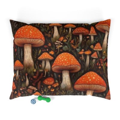 Luxury XL Fantasy Mushroom Forest Dog Bed – Plush (50″ × 40″)
